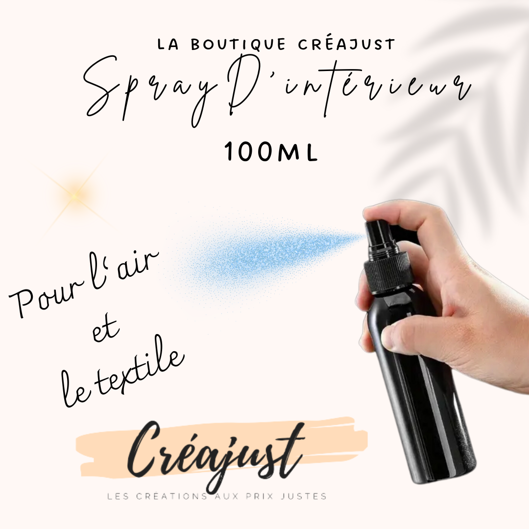 spray intérieur parfumé désodorisant sans composition grasse ne tâche pas utilisé dans l'air et sur tout type de textiles (aucun risque pour les animaux femmes enceintes et enfants)
