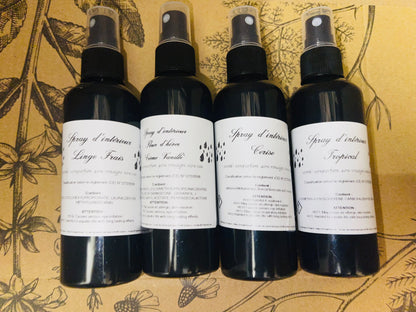 spray intérieur parfumé désodorisant sans composition grasse ne tâche pas utilisé dans l'air et sur tout type de textiles (aucun risque pour les animaux femmes enceintes et enfants) 