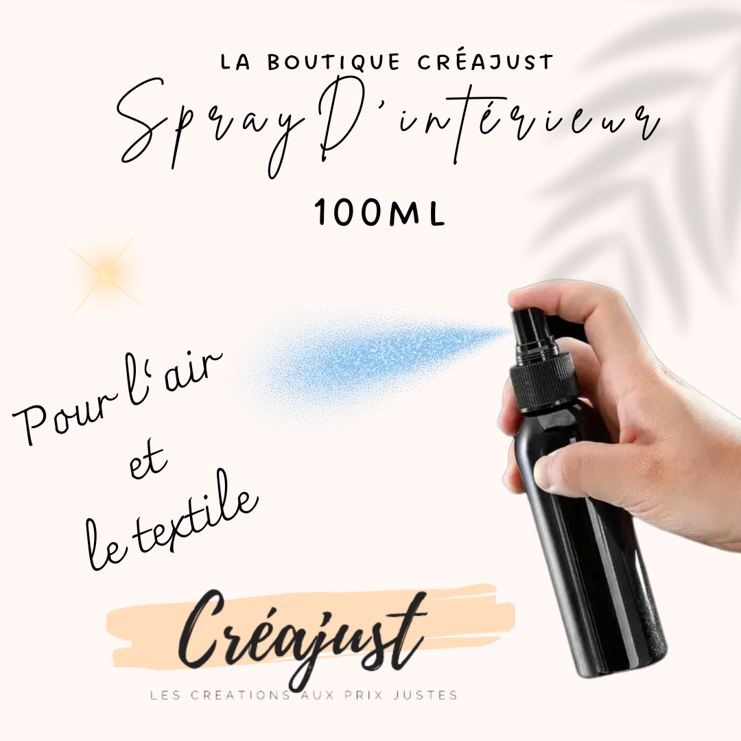 spray intérieur parfumé désodorisant sans composition grasse ne tâche pas utilisé dans l'air et sur tout type de textiles (aucun risque pour les animaux femmes enceintes et enfants) 